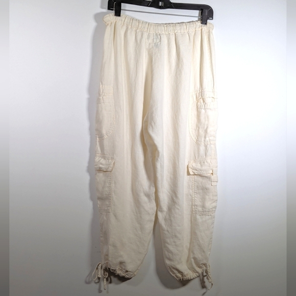 Flax Linen Cargo Jogger Pants S - Picture 2 of 9